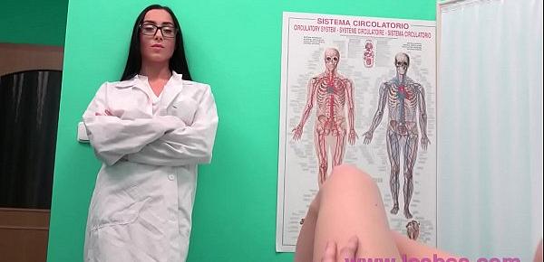  Lesbea Hot lesbian doctor examines small tits teen and makes her cum